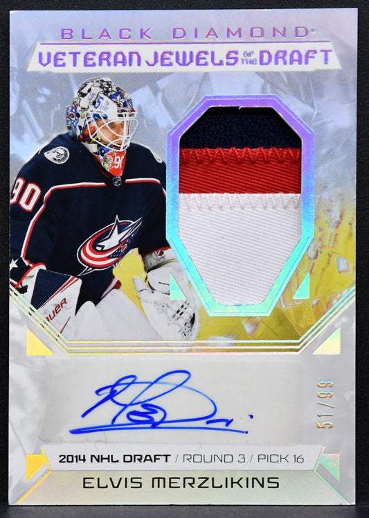 2025-26 UD Black Diamond Veteran Jewels of the Draft Merzlikins Auto Patch 5749
