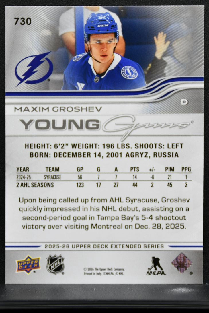 2025-26 Upper Deck Extended Series Young Guns Maxim Groshev Lightning RC 8686