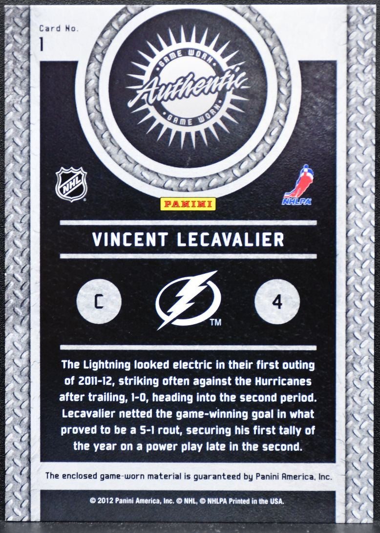 2011-12 Panini Titanium Game-Worn Gear Vincent Lecavalier Lightning Jersey 8235