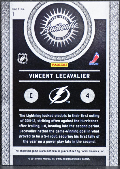 2011-12 Panini Titanium Game-Worn Gear Vincent Lecavalier Lightning Jersey 8235
