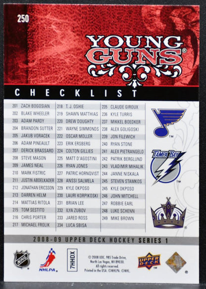 2008-09 UD Series 1 Young Guns Pietrangelo/Stamkos/Doughty RC 8253