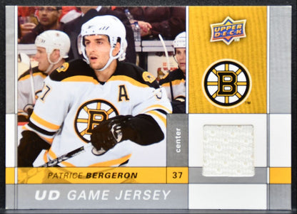 2009-10 Upper Deck Series 1 UD Game Jerseys Patrice Bergeron Bruins Jersey 9137