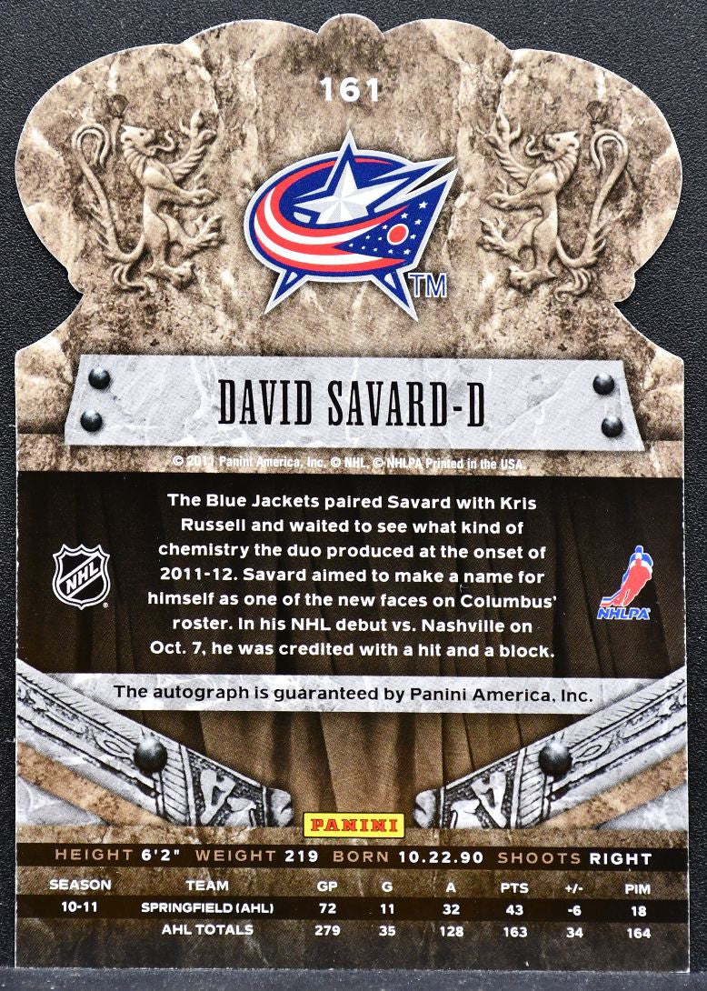 2011-12 Panini Crown Royale Rookie Auto David Savard 161 Jackets RC Auto 1636