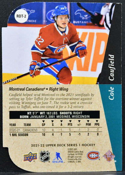 2021-22 UD Series 1 1994-95 Rookie Die Cuts Cole Caufield Canadiens RC 3981