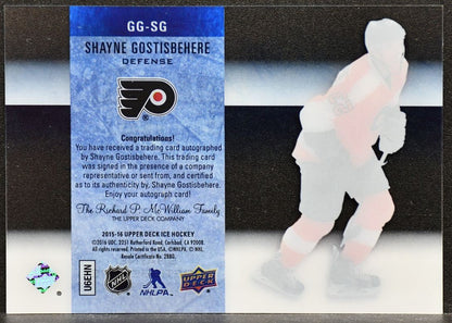 2015-16 UD Ice Glacial Graphs Autograph Shayne Gostisbehere GG-SG  Auto