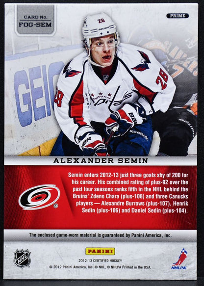 2012-13 Panini Certified Alexander Semin FOG-SEM Carolina Hurricanes 20/25 Patch