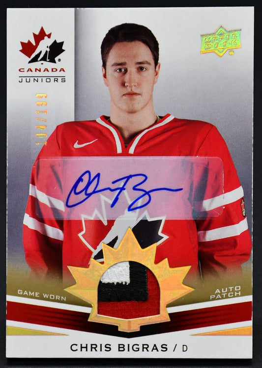 2014-15 UD Team Canada Juniors Auto Patch Chris Bigras 155 Auto 104/199 Patch