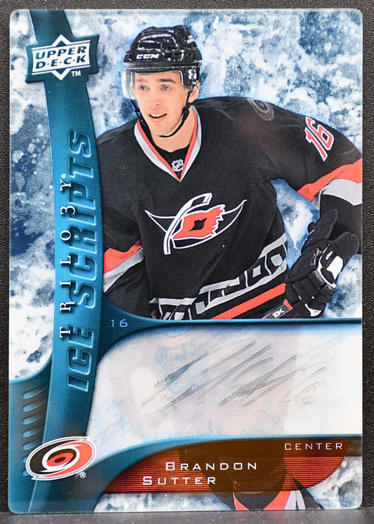 2009-10 Upper Deck Trilogy Ice Scripts Brandon Sutter IS-BS Hurricanes Auto 8162