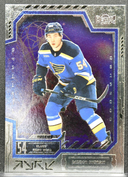 2025-26 SkyBox Metal Universe Rookie Dalibor Dvorsky 132 St. Louis Blues RC 0214