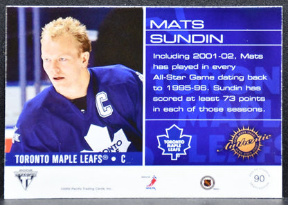 2001-02 Pacific Private Stock Titanium Draft Mats Sundin Maple Leafs Jersey 3654