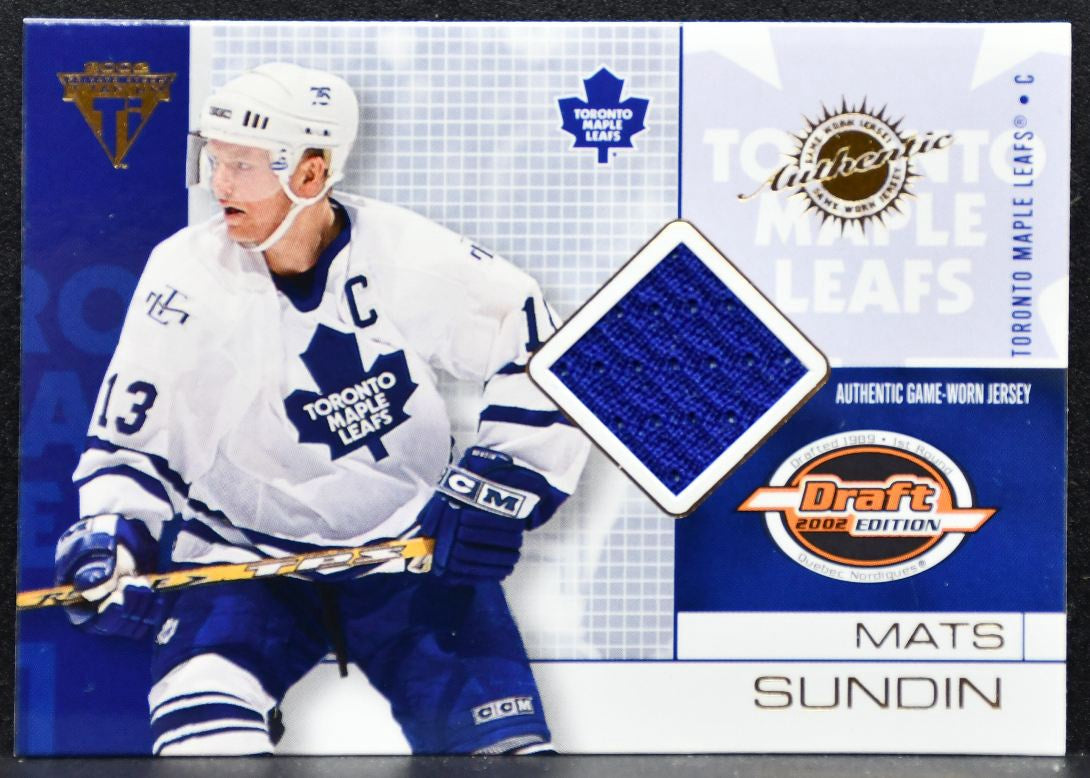 2001-02 Pacific Private Stock Titanium Draft Mats Sundin Maple Leafs Jersey 3654