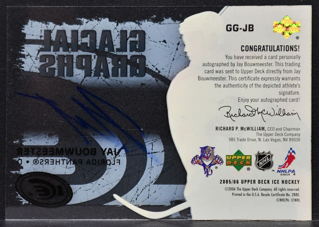 2005-06 UD Ice Glacial Graphs Jay Bouwmeester GG-JB Florida Panthers Auto