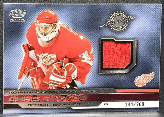 2001-02 Pacific Jerseys Chris Osgood 14 Detroit Red Wings 144/760 Jersey 2501