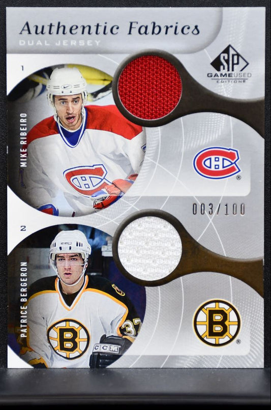 2005-06 SP Game Used Authentic Fabrics Dual Ribeiro/Bergeron 003/100 Jersey 7054