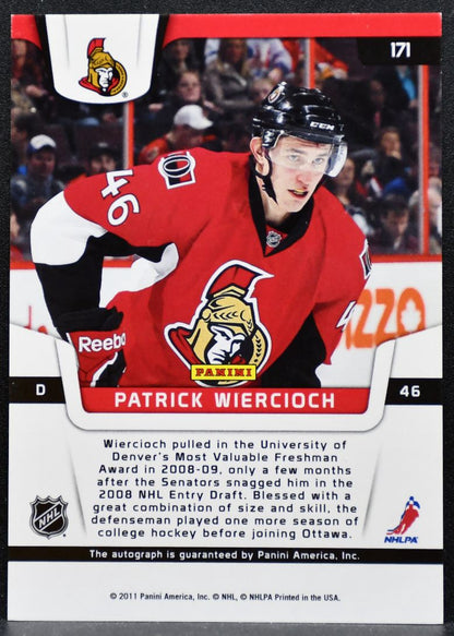 2011-12 Panini Certified Freshman Signatures Rookie Wiercioch RC Auto 6273