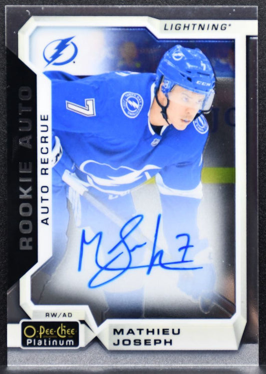 2018-19 O-Pee-Chee Platinum Rookie Auto Mathieu Joseph Lightning RC Auto 3036