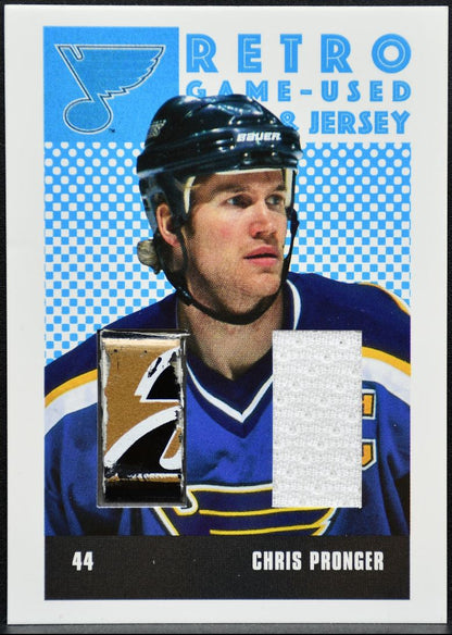 2003-04 Parkhurst Rookie Stick and Jersey Chris Pronger Blues Jersey/Stick 9676