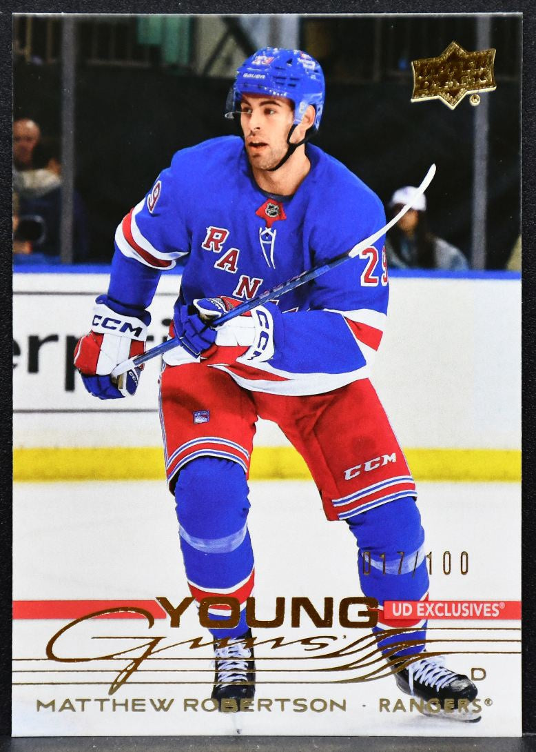 2025-26 UD Series 1 Young Guns Matthew Robertson 239 New York Rangers RC 017/100 6545