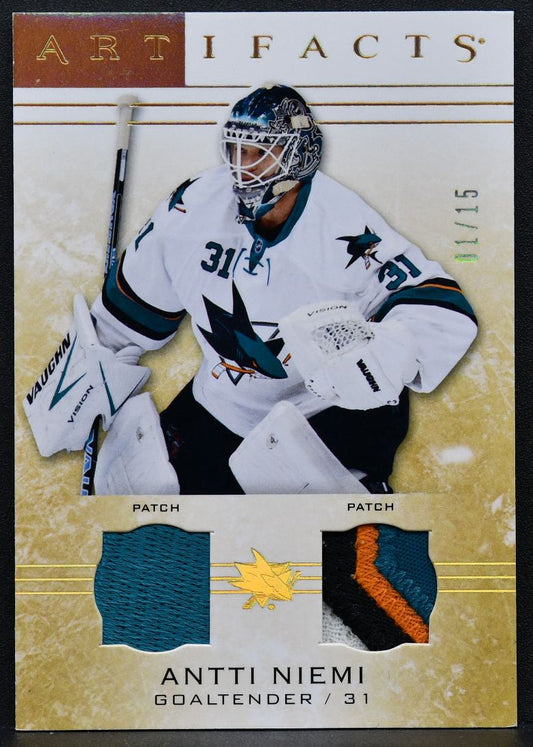 2014-15 UD Artifacts Patch / Gold Spectrum Antti Niemi 103 Sharks 11/15 Patch 2950