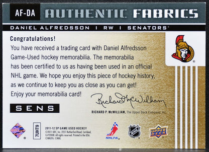 2011-12 SP Game Used Authentic Fabrics Daniel Alfredsson Senators Jersey 8150