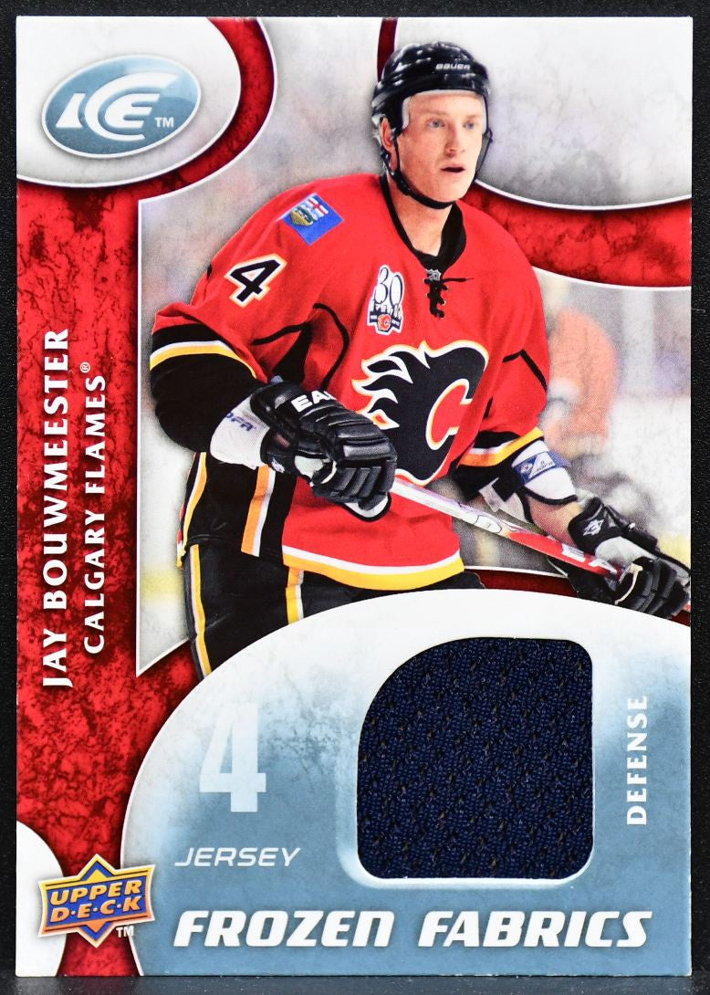 2009-10 Upper Deck Ice Frozen Fabrics Jay Bouwmeester FR-JB Flames Jersey 3558