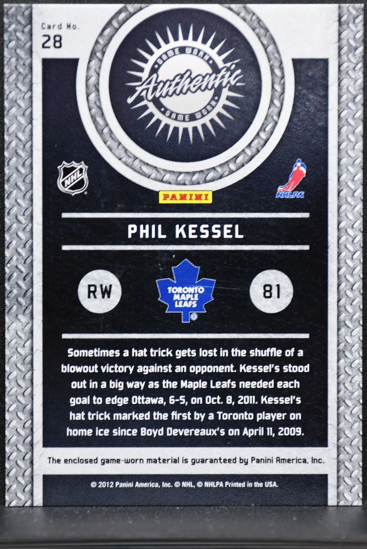 2011-12 Panini Titanium Game-Worn Gear Phil Kessel 28 Maple Leafs Jersey 8274