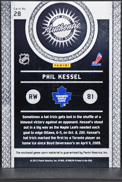 2011-12 Panini Titanium Game-Worn Gear Phil Kessel 28 Maple Leafs Jersey 8274