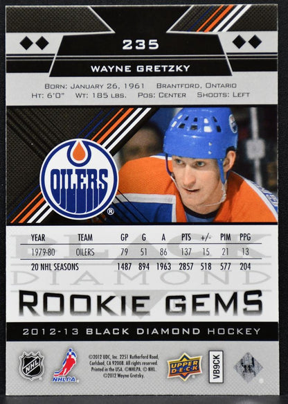 2012-13 Upper Deck Black Diamond Rookie Gems Wayne Gretzky 235 Edmonton Oilers 1107