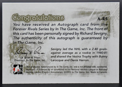 2012-13 In The Game Forever Rivals Series Autographs Richard Sevigny A-RS Auto