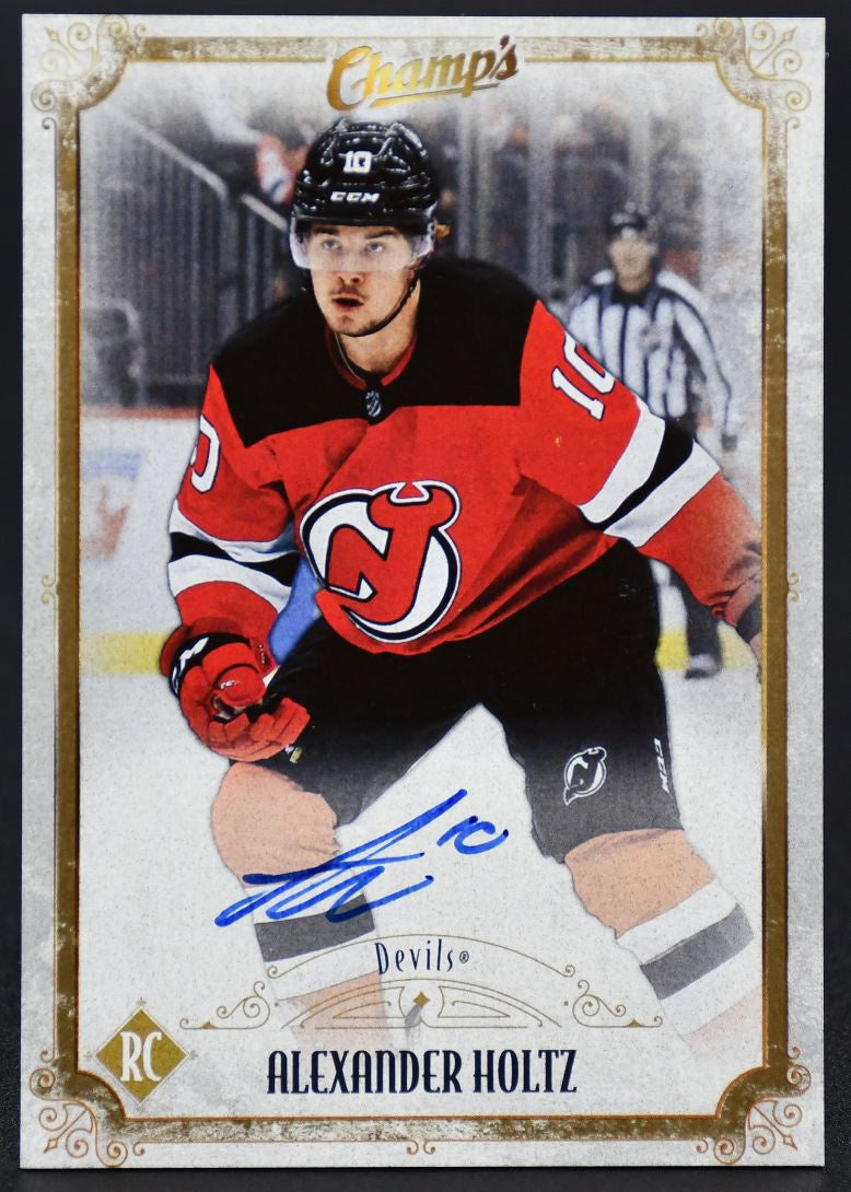 2022-23 UD Champ's Alexander Holtz RAF-AH New Jersey Devils Auto