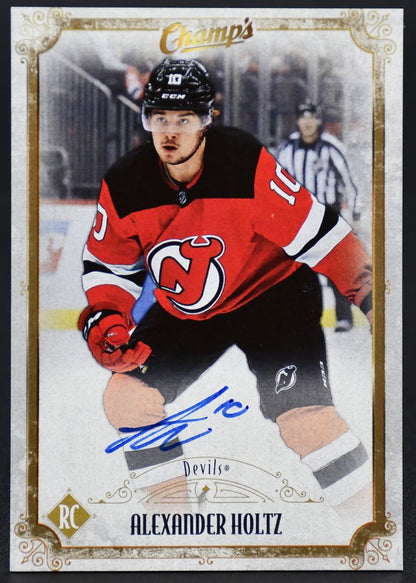 2022-23 UD Champ's Alexander Holtz RAF-AH New Jersey Devils Auto
