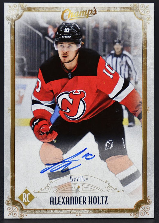 2022-23 UD Champ's Alexander Holtz RAF-AH New Jersey Devils Auto
