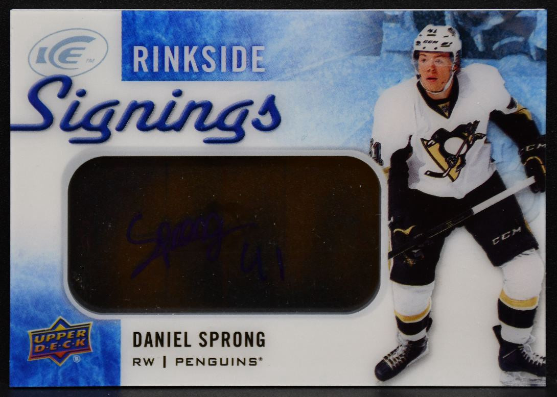 2015-16 Upper Deck Ice Rinkside Signings Daniel Sprong RS-DS Penguins Auto 7754
