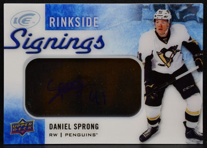 2015-16 Upper Deck Ice Rinkside Signings Daniel Sprong RS-DS Penguins Auto 7754