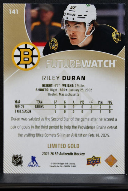 2025-26 SP Authentic Future Watch Limited Gold Riley Duran Bruins RC 04/99 8372