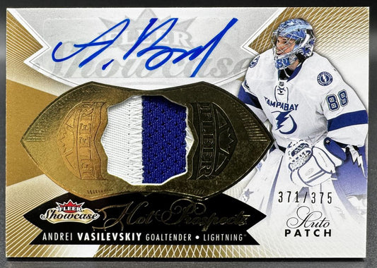2014-15 Fleer Showcase Andrei Vasilevskiy Tampa Bay Lightning RC Auto /375 Patch