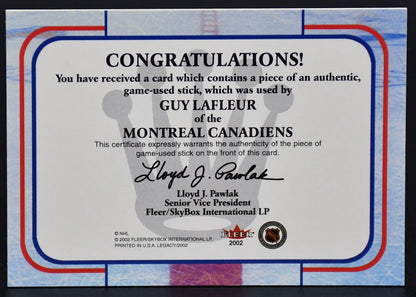 2001-02 Fleer Legacy Hockey Kings Guy Lafleur Hockey Stick