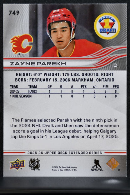 2025-26 UD Extended Series Round 1 Draft Zayne Parekh 749 Calgary Flames RC 8517