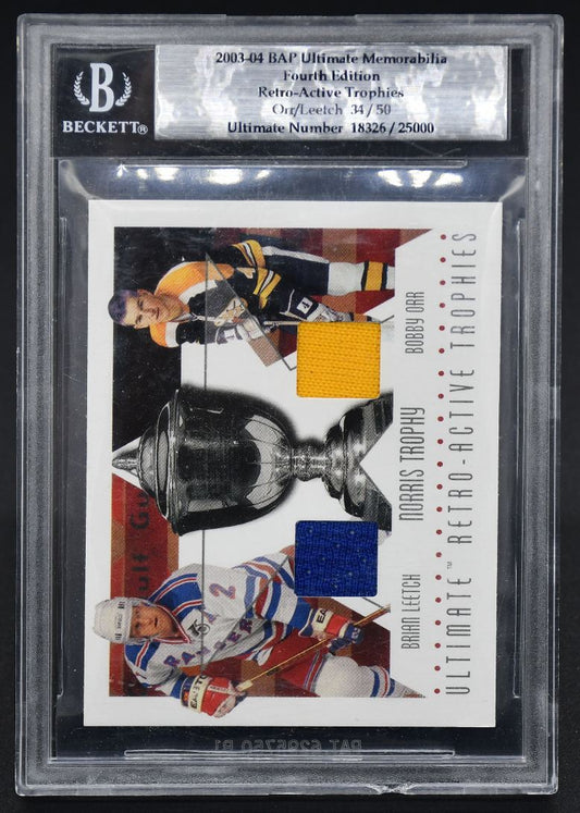2003-04 ITG 4th Ultimate Retro-Active Trophies Leetch/Orr 34/50 Jersey