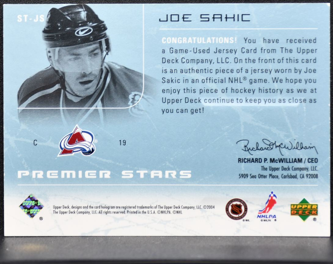 2003-04 UD Premier Collection Stars Jersey Sakic 207/250 Jersey 1823