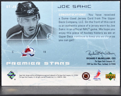 2003-04 UD Premier Collection Stars Jersey Sakic 207/250 Jersey 1823