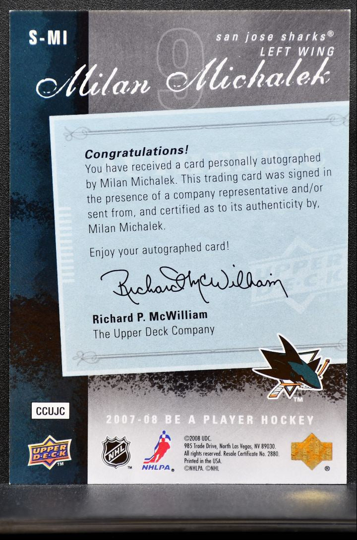 2007-08 UD Be a Player Signatures Milan Michalek S-MI San Jose Sharks Auto 2414