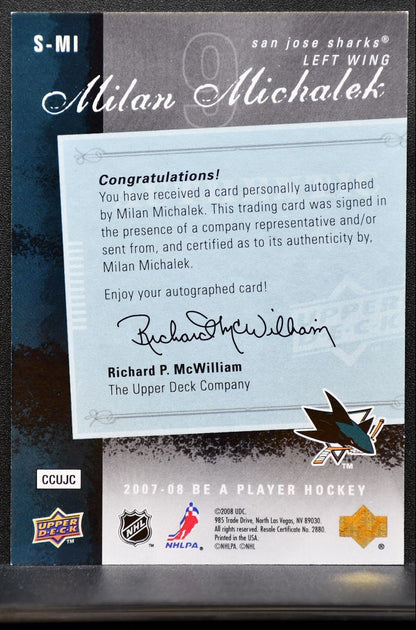 2007-08 UD Be a Player Signatures Milan Michalek S-MI San Jose Sharks Auto 2414