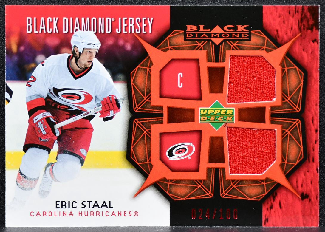 2007-08 Upper Deck Black Diamond Jerseys Ruby Dual Eric Staal Jersey 9088