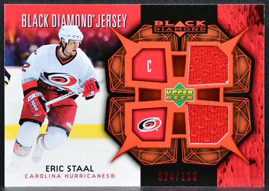 2007-08 Upper Deck Black Diamond Jerseys Ruby Dual Eric Staal Jersey 9088