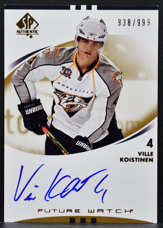 2007-08 SP Authentic Future Watch Auto Ville Koistinen Predators RC Auto 0712