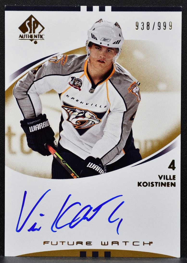 2007-08 SP Authentic Future Watch Auto Ville Koistinen Predators RC Auto 0712