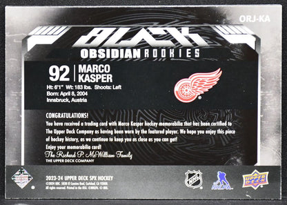 2023-24 SPx Marco Kasper ORJ-KA Detroit Red Wings RC 10/35 Patch