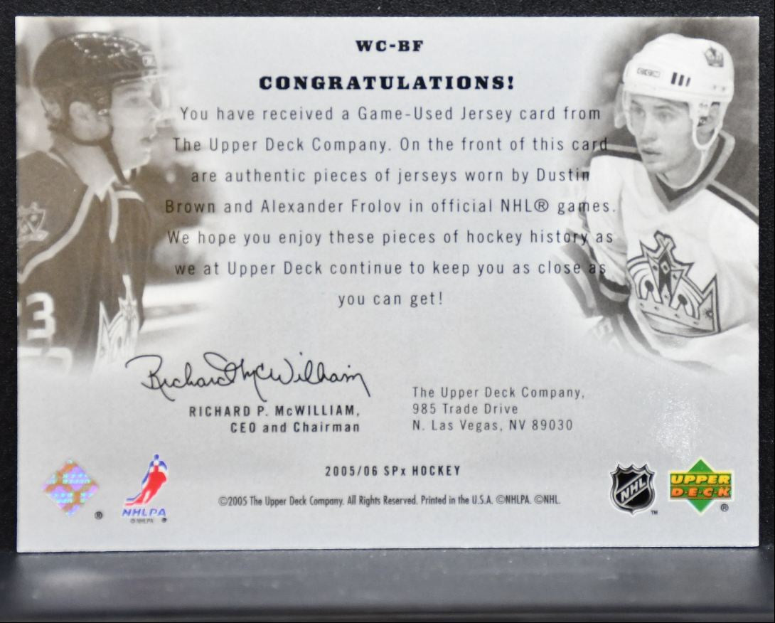 2005-06 SPx Winning Combos Dustin Brown/Alexander Frolov 224/350 Jersey 2554