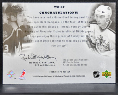 2005-06 SPx Winning Combos Dustin Brown/Alexander Frolov 224/350 Jersey 2554